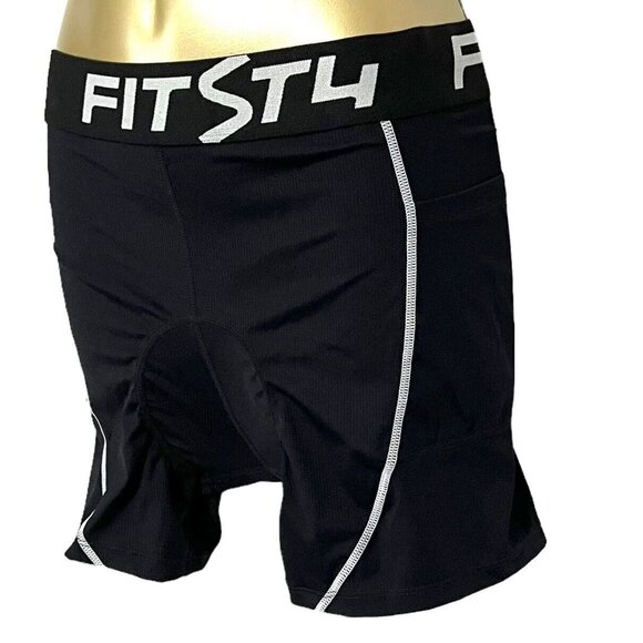 FitsT4 Padded Bike Shorts Shape Tough Comfort Black Mens Size L Large NWT New - Picture 2 of 6
